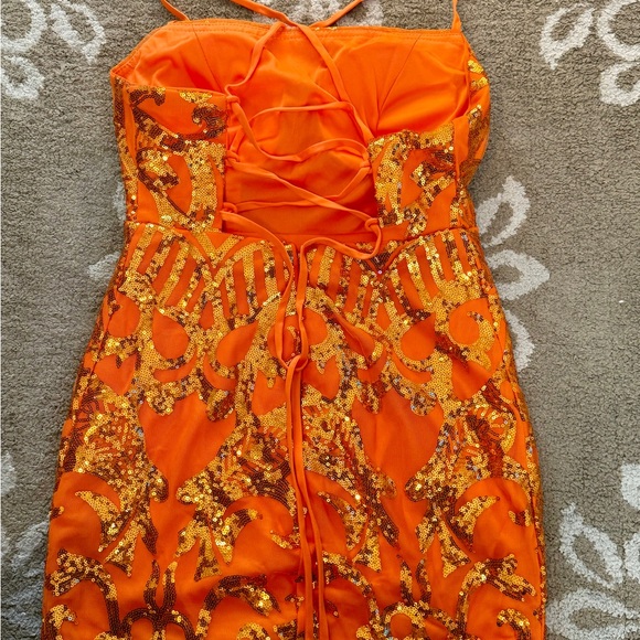 Orange Sequin Mini Dress - Picture 5 of 5